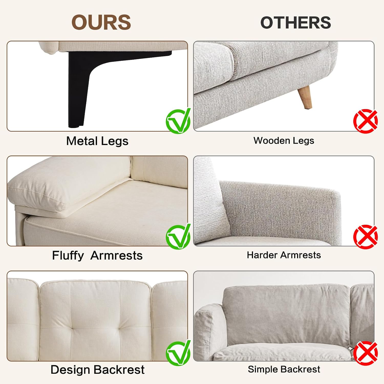 83" L Shaped Convertible Chenille Couch, Sectionals Sofa for Living Room, Modern 3-Seat Lounge Sofa for Bedroom with Chaise, Sleeper Sofa Bed with Fluffy Armrests, Washable Cushion(White) - Image 2