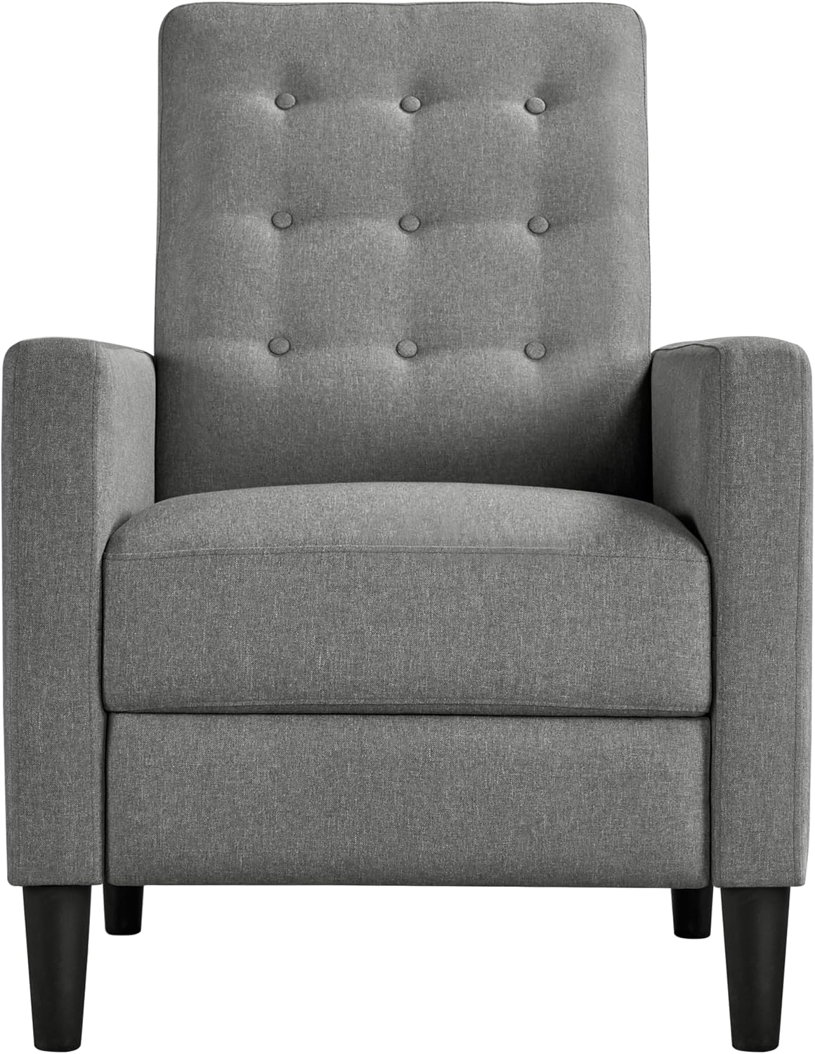 Fabric Recliner Chair Mid-Century Modern Recliner Adjustable Single Recliner Sofa with Thicker Seat Cushion Tufted Upholstered Sofa with Pocket Spring for Living Room Bedroom Gray